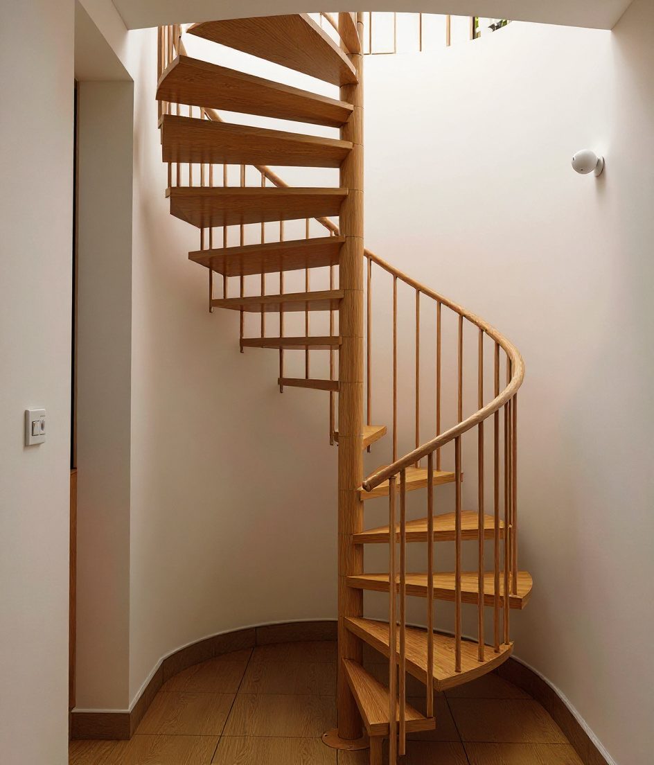 Compact Spiral Terrace — Warm Oak