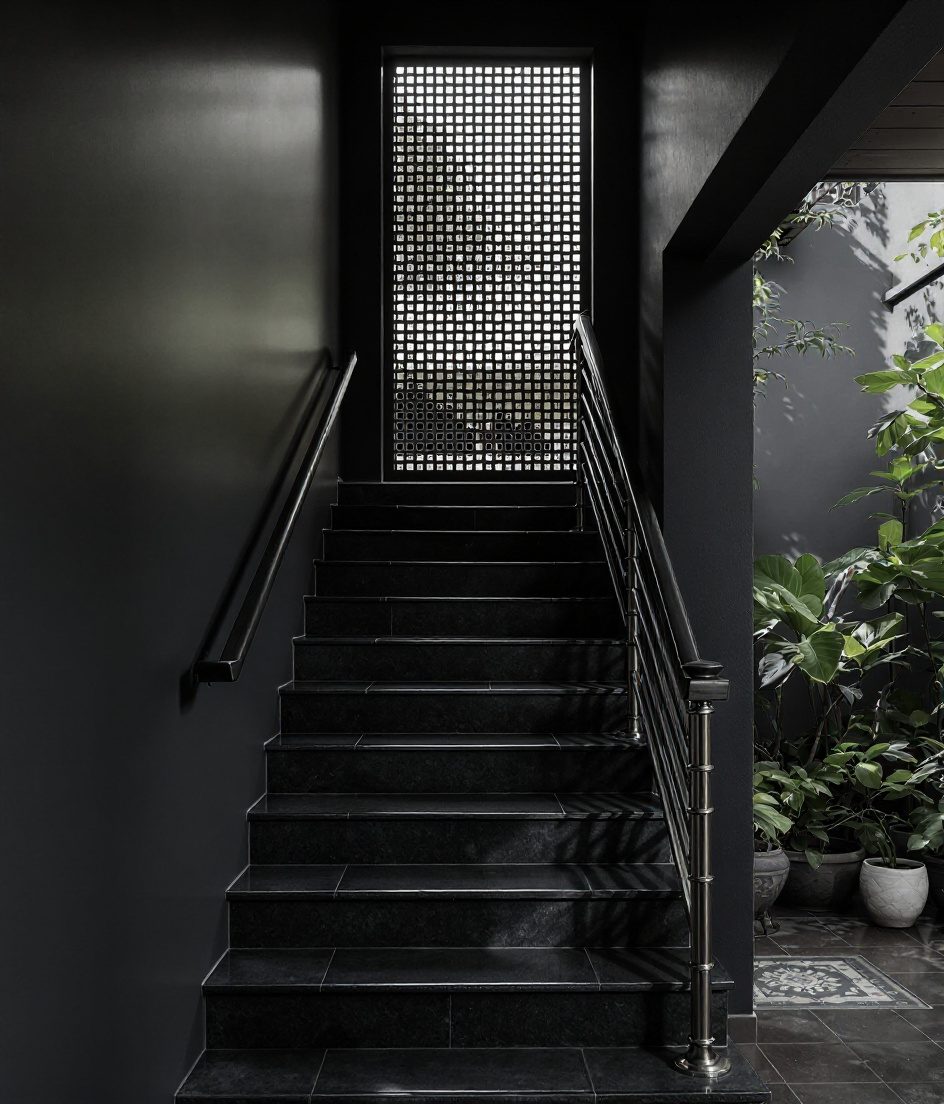 Courtyard Straight Sage — Charcoal Minimal