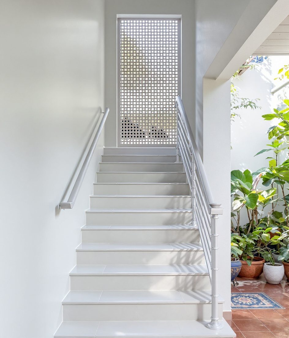 Courtyard Straight Sage — White Modern