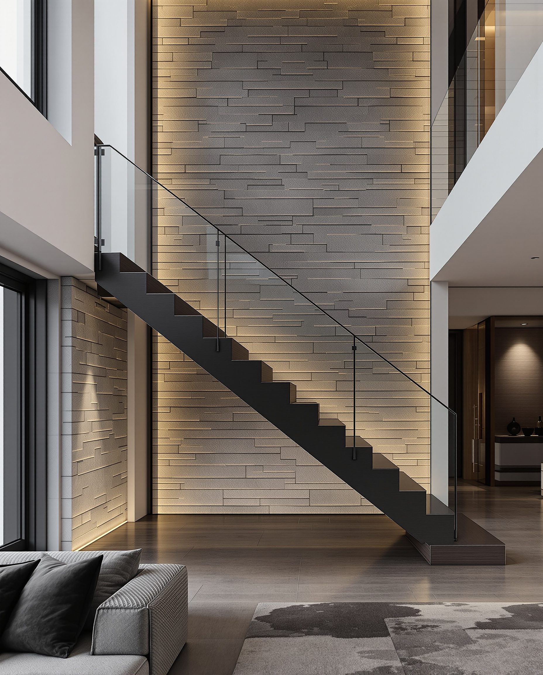 Double Height Straight Statement — Charcoal Minimal