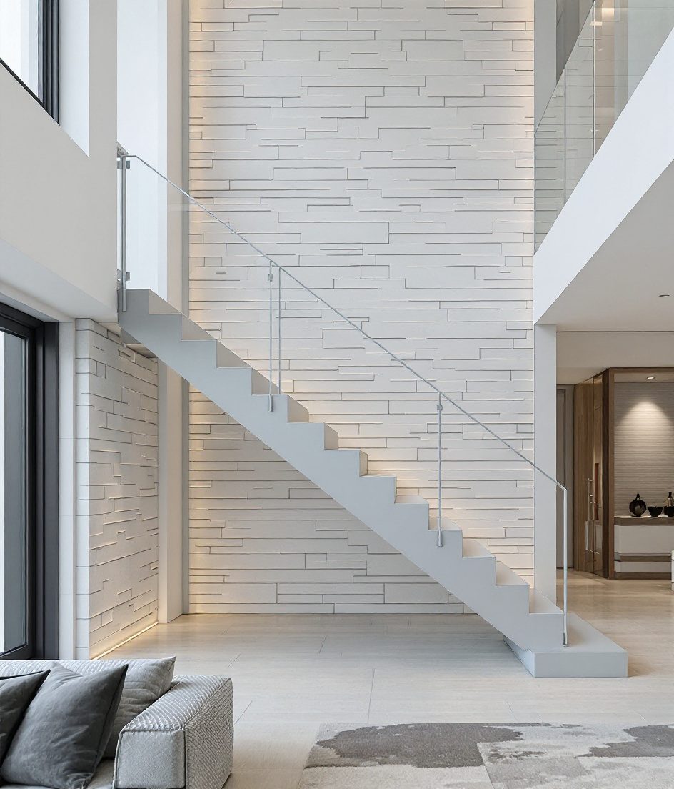 Double Height Straight Statement — White Modern