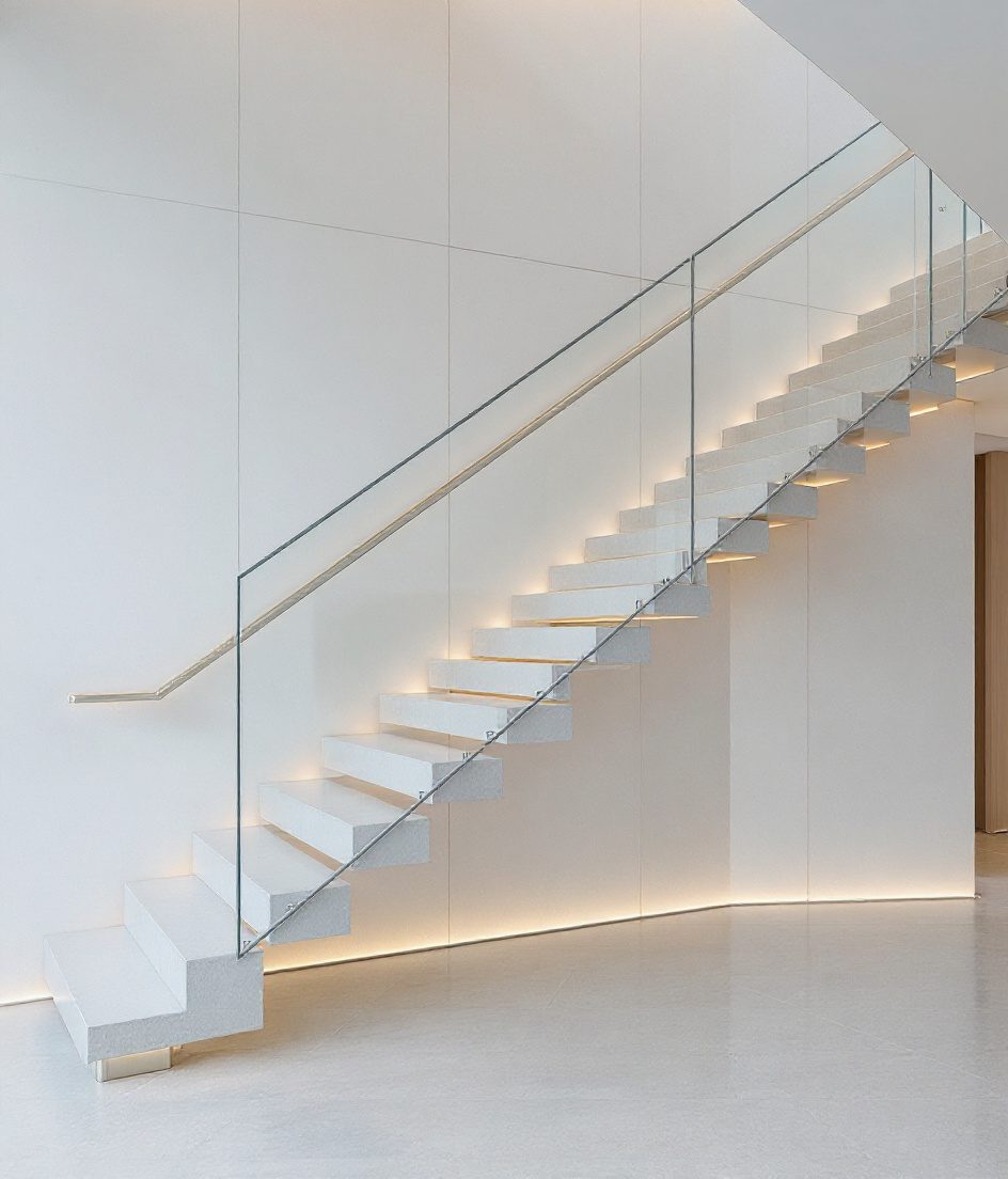 Floating Charcoal Glass — White Modern