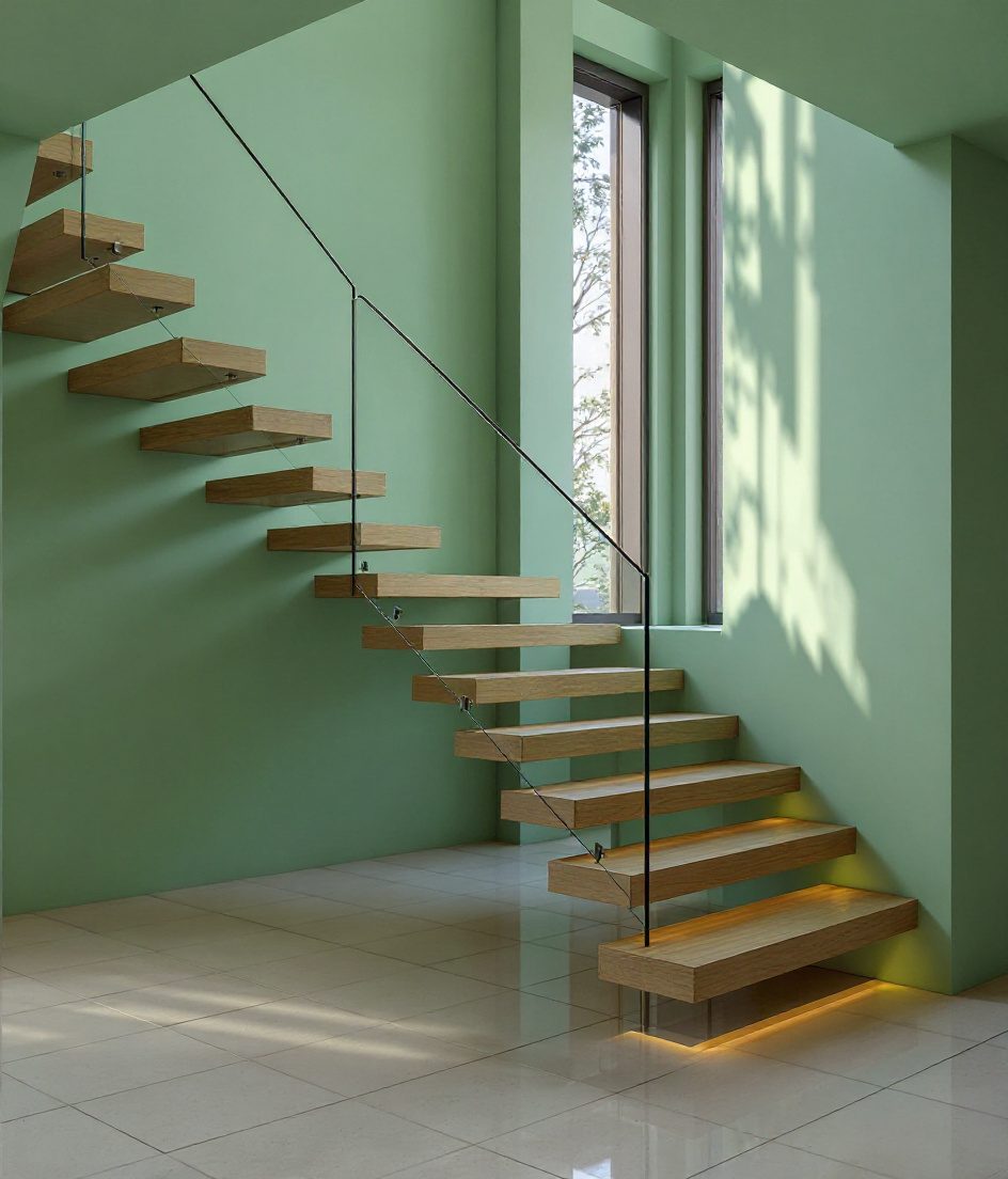 Floating Oak Cantilever — Sage & Brass