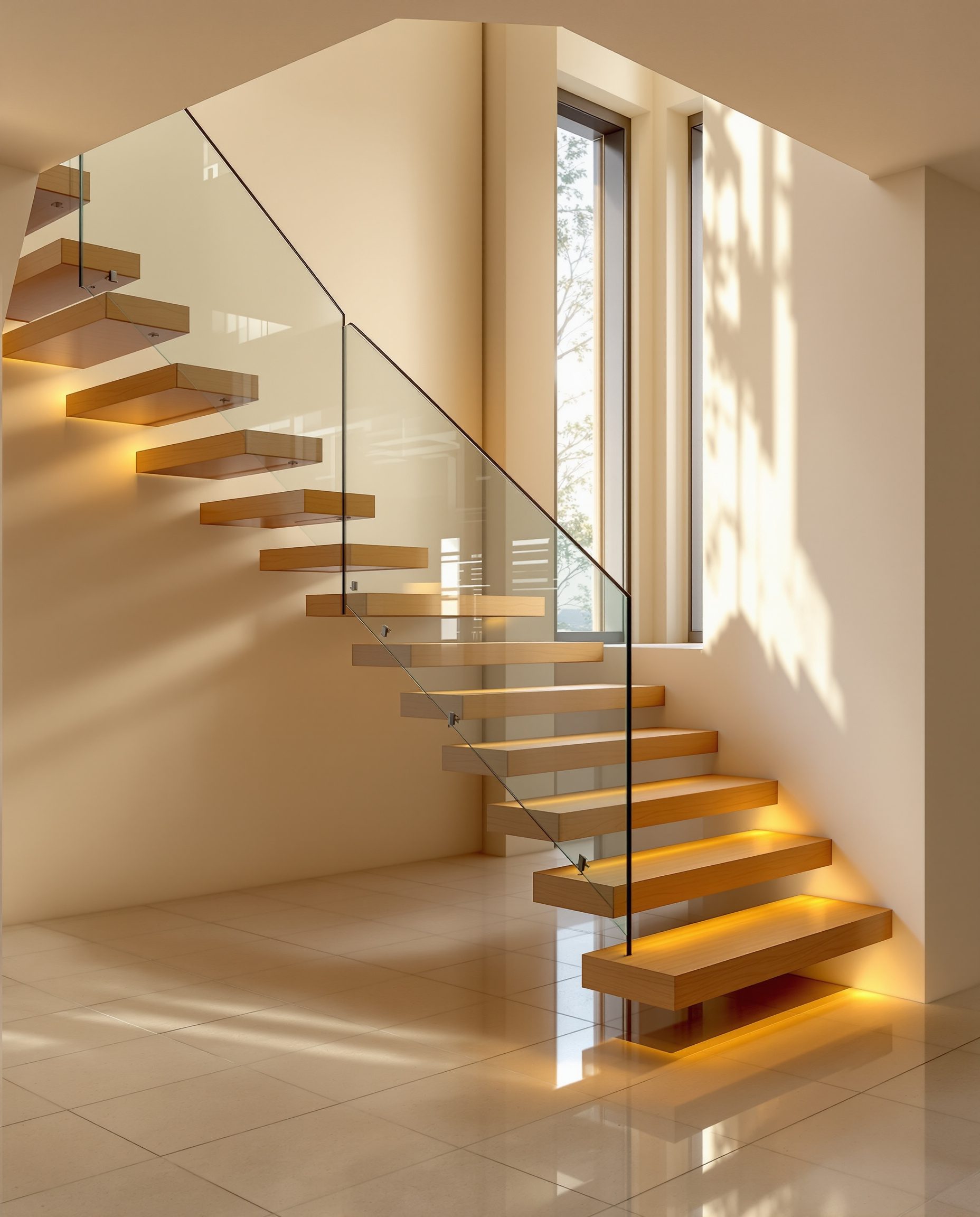 Floating Oak Cantilever — Warm Oak