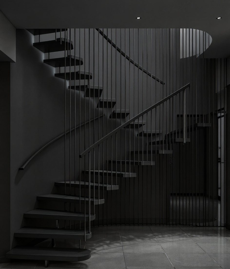 Floating Sage Brass Ribbon — Charcoal Minimal