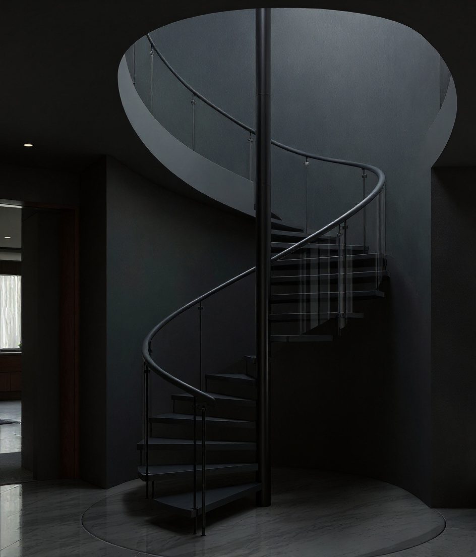 Helical Oak Sculpture — Charcoal Minimal