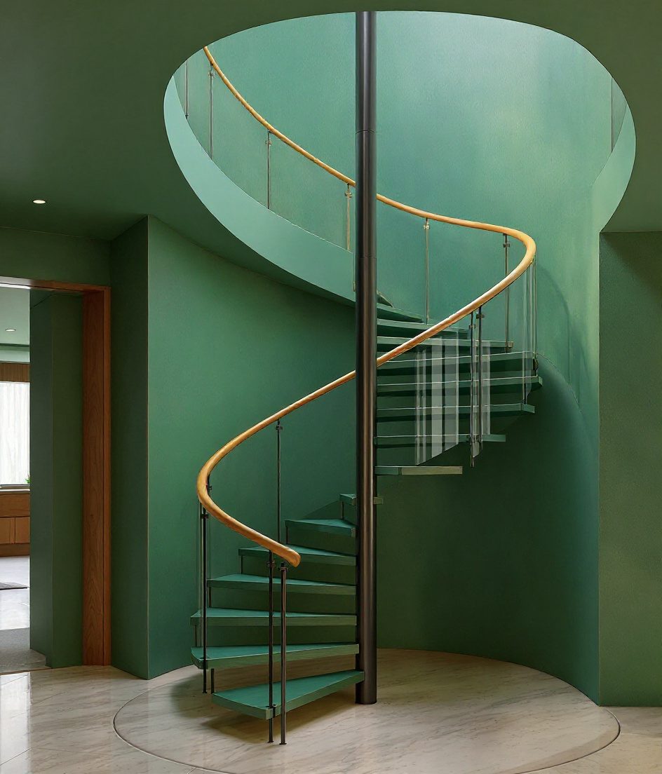Helical Oak Sculpture — Sage & Brass