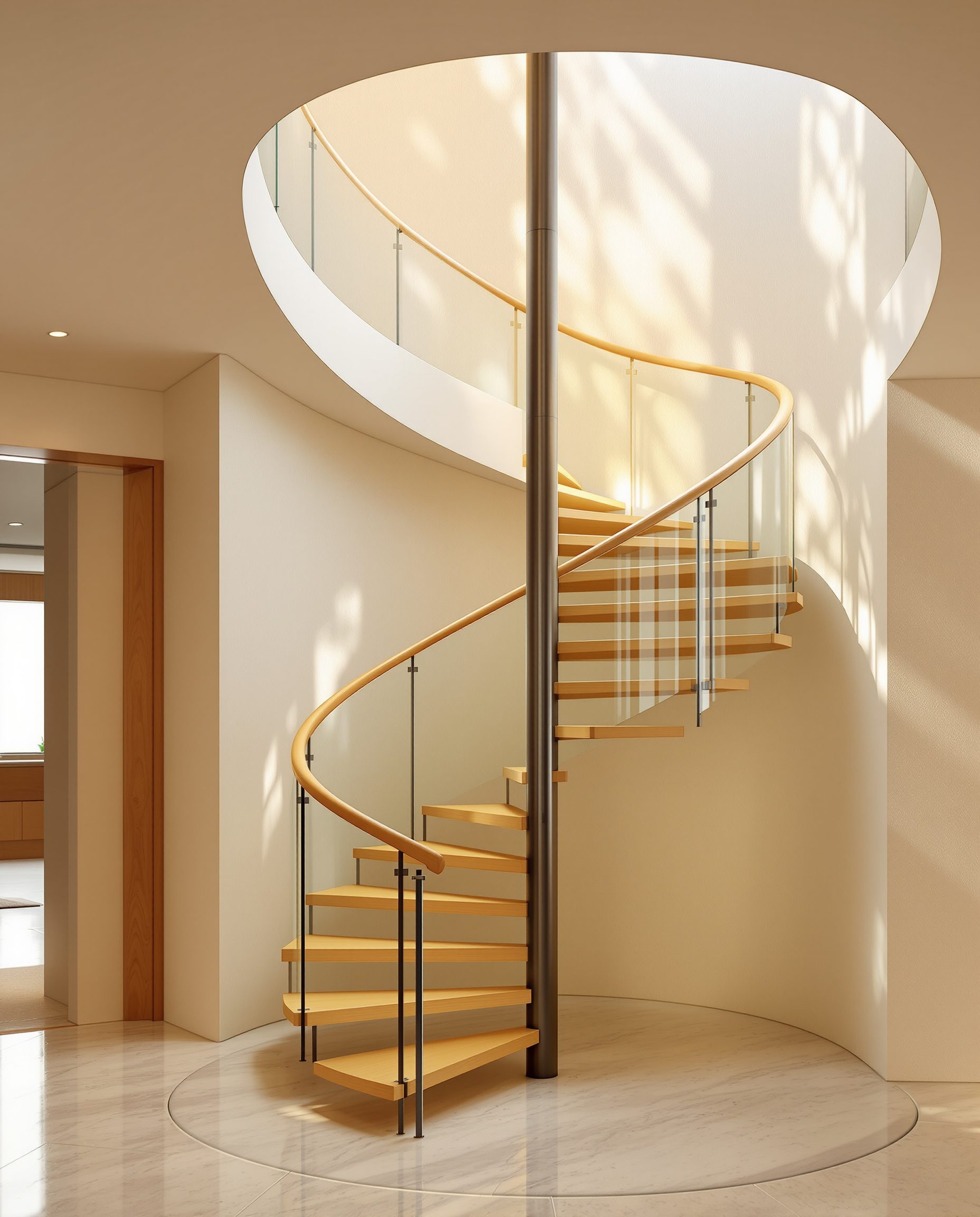 Helical Oak Sculpture — Warm Oak