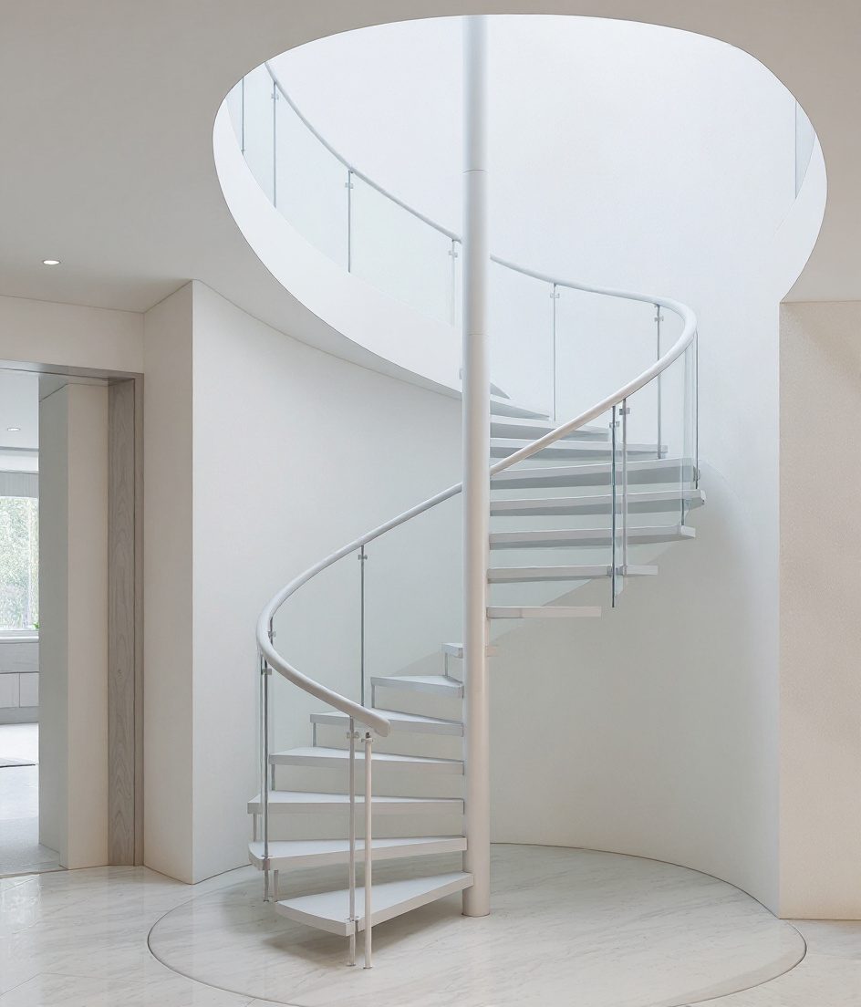Helical Oak Sculpture — White Modern