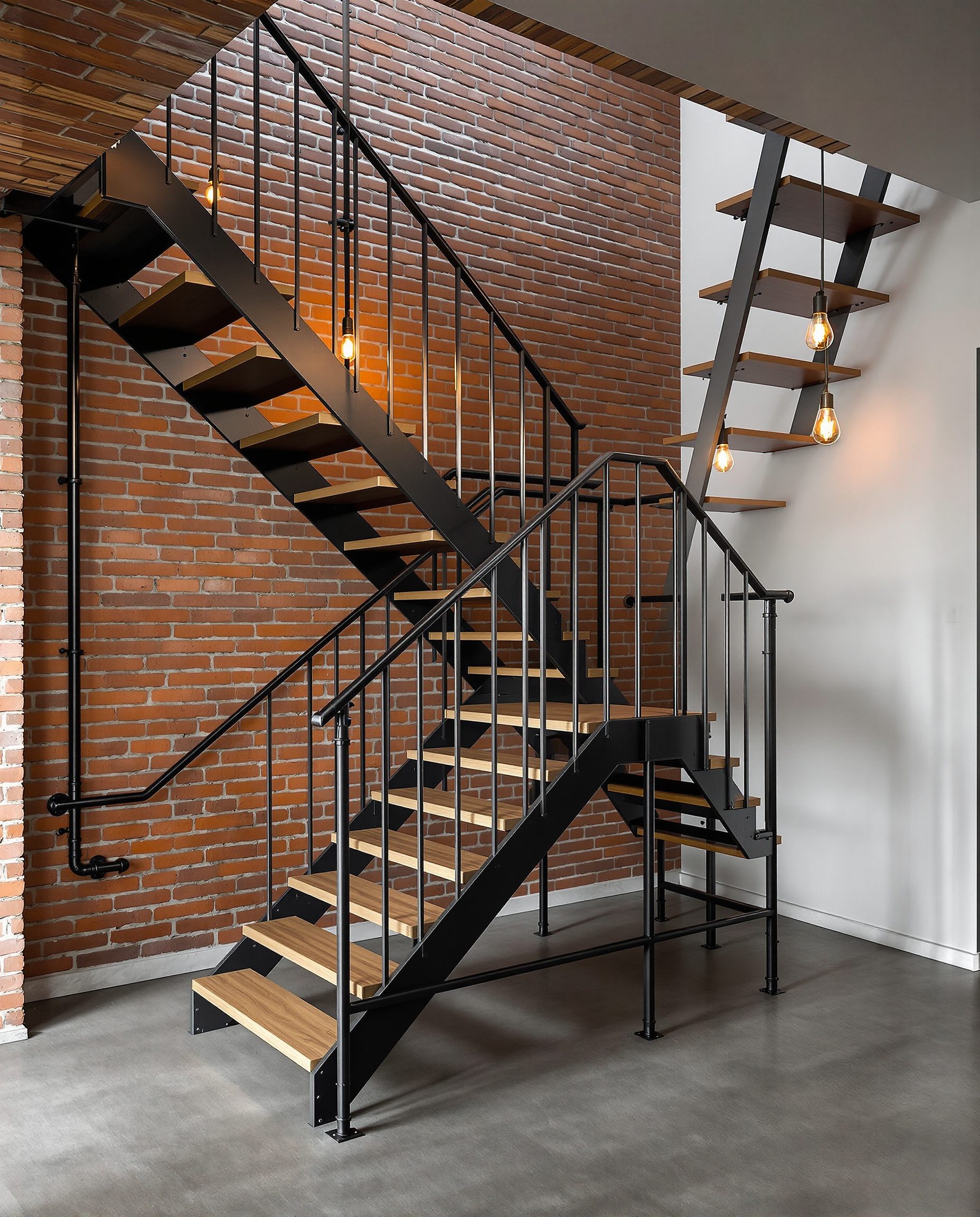 Industrial L Loft Stair — Charcoal Minimal