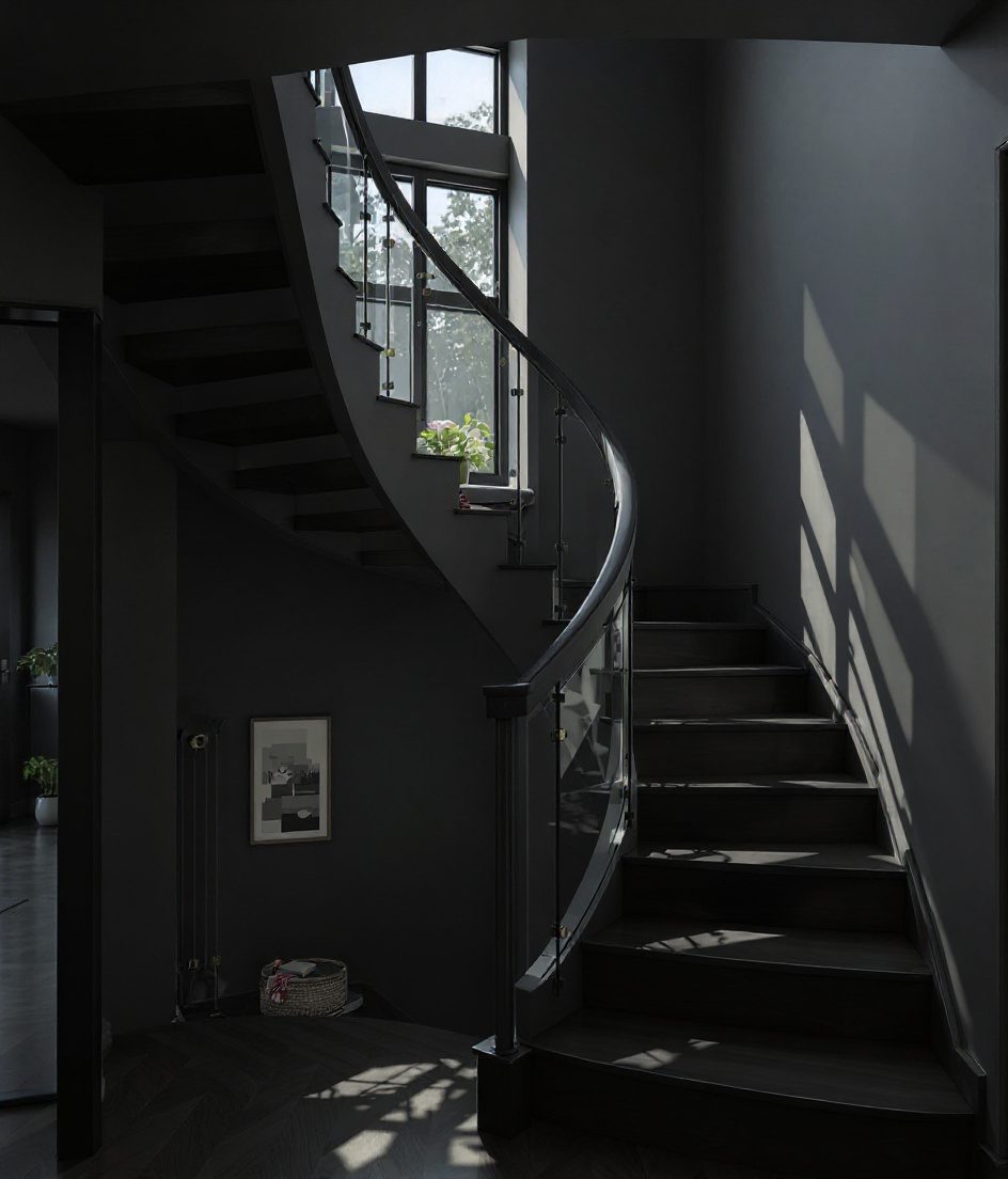 L Turn Landing Oak — Charcoal Minimal