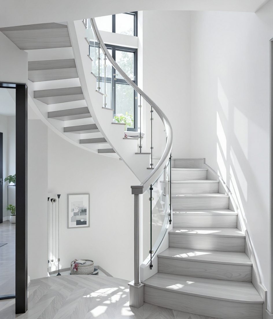 L Turn Landing Oak — White Modern