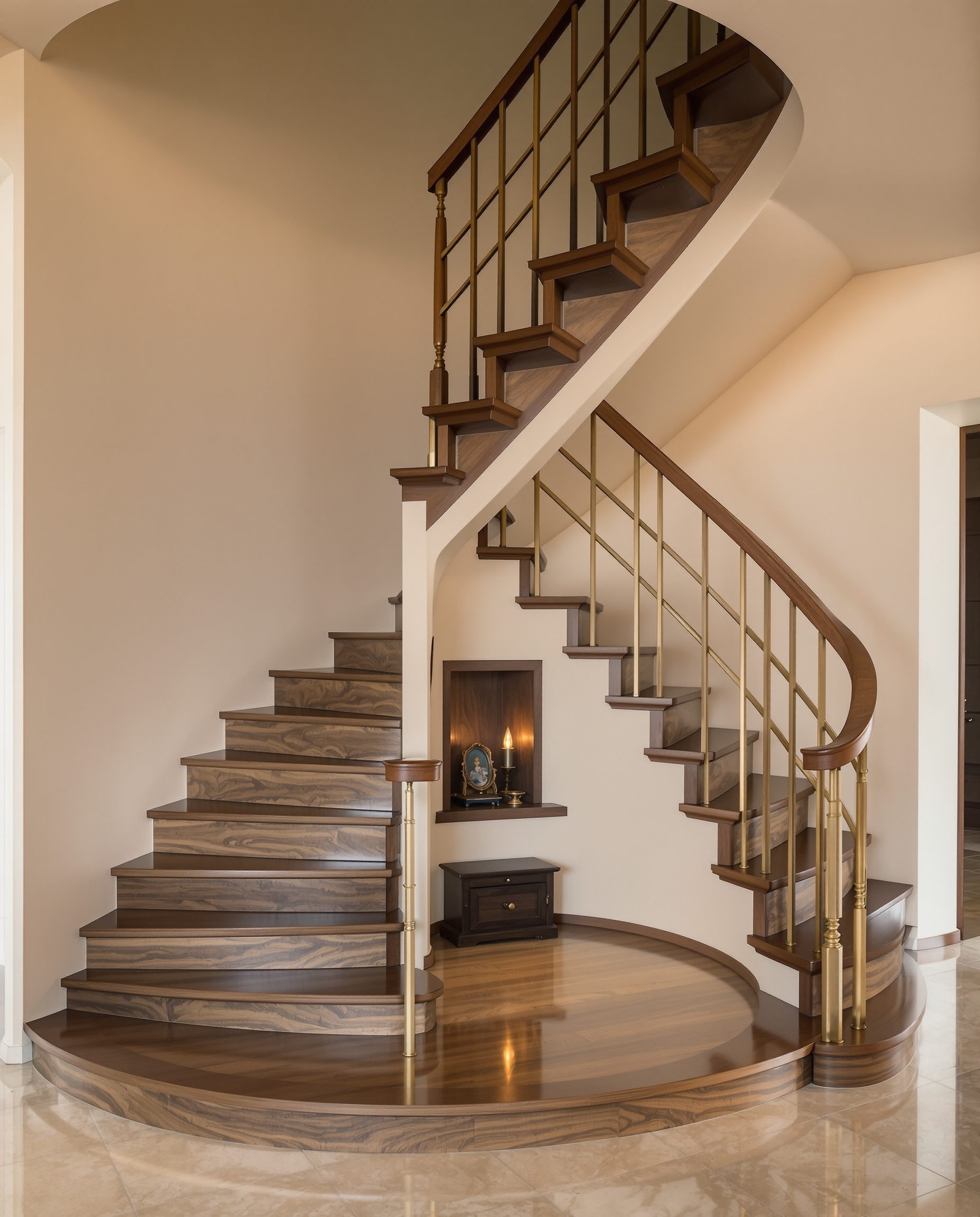 Pooja Under L Stair — Walnut Classic