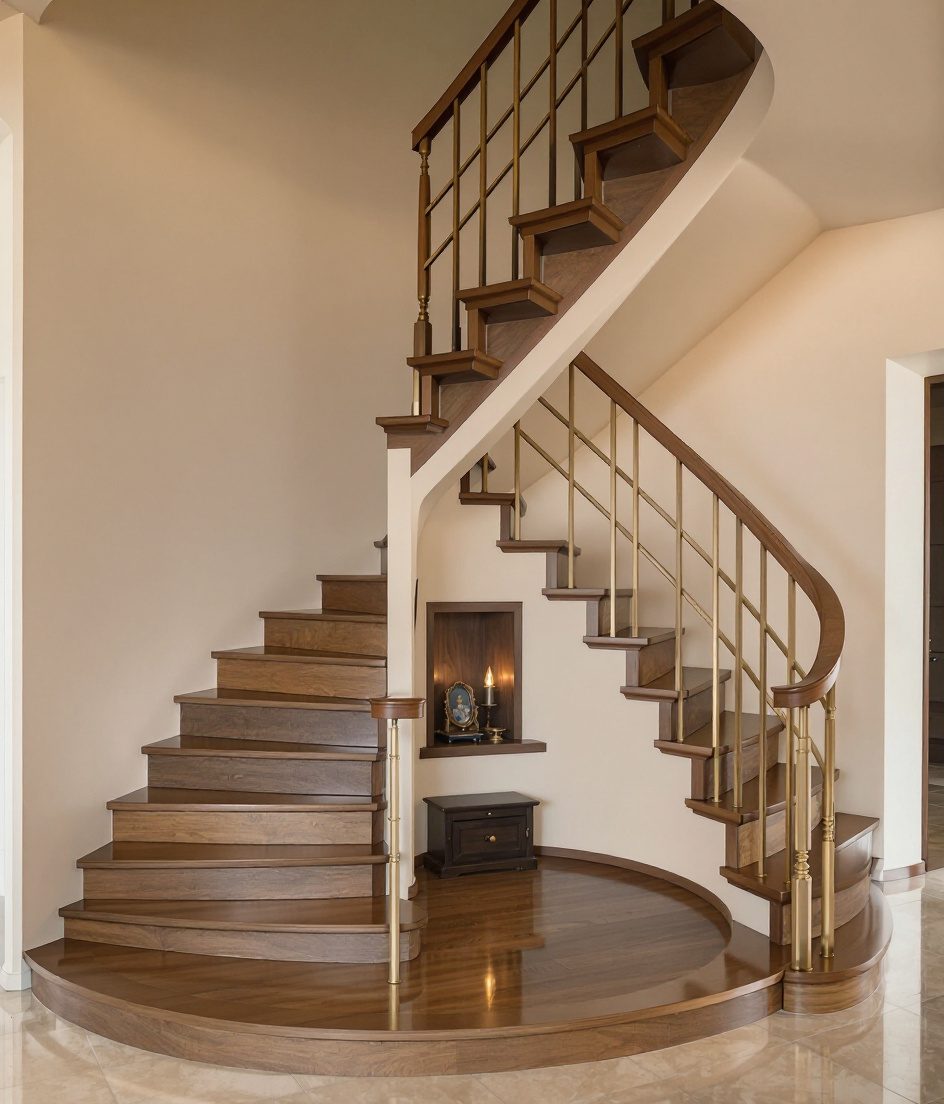 Pooja Under L Stair — Warm Oak