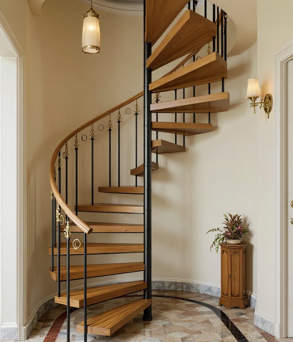 Spiral Walnut Brass Coil — Warm Oak