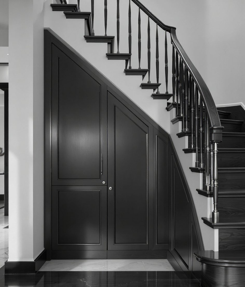 Under Stair Powder Room — Charcoal Minimal