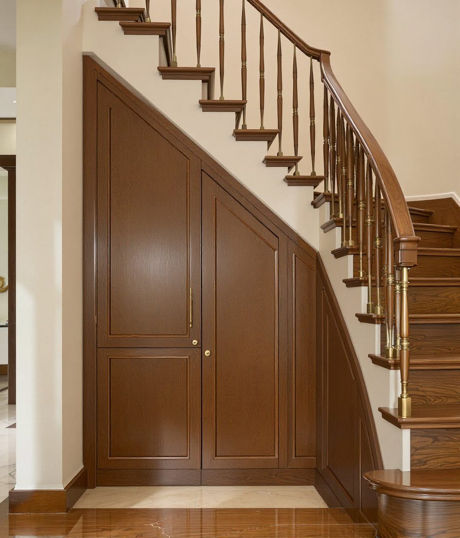 Under Stair Powder Room — Warm Oak
