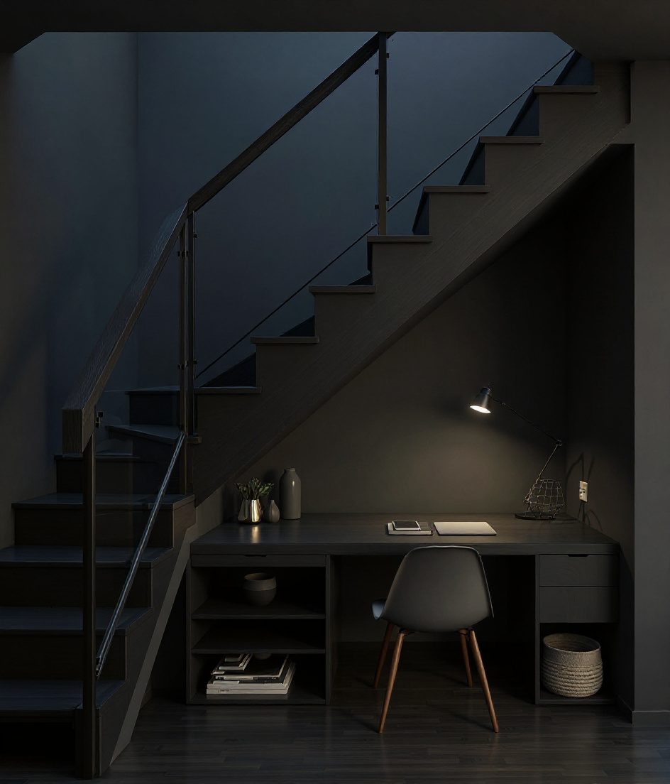 Under Stair Study Nook — Charcoal Minimal