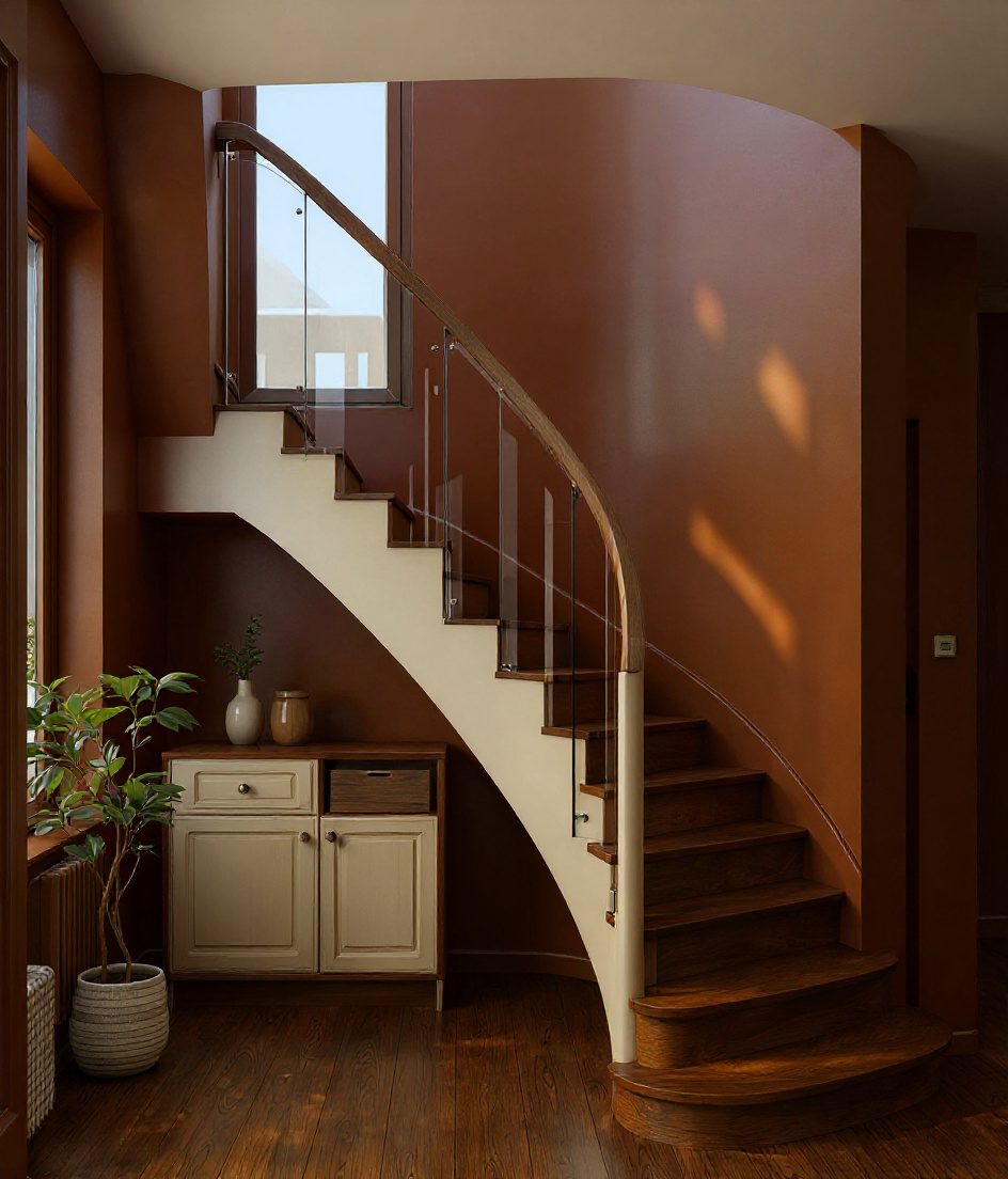 White L Bright Stair — Walnut Classic
