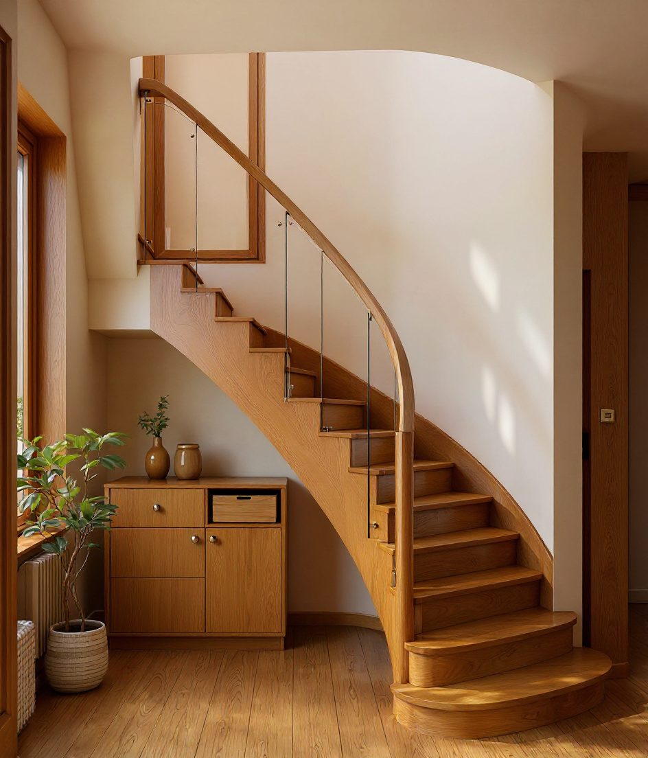 White L Bright Stair — Warm Oak
