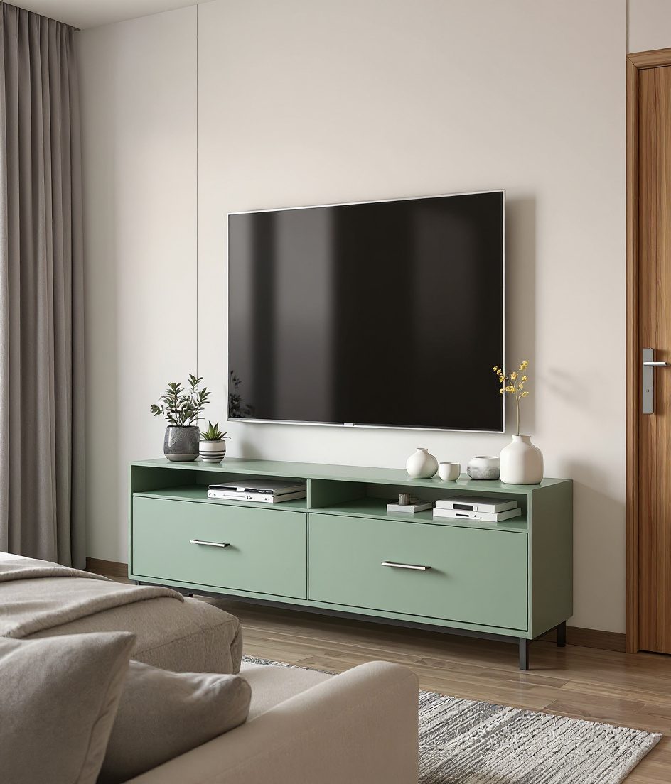 Bedroom TV Unit With Storage — Sage & Brass