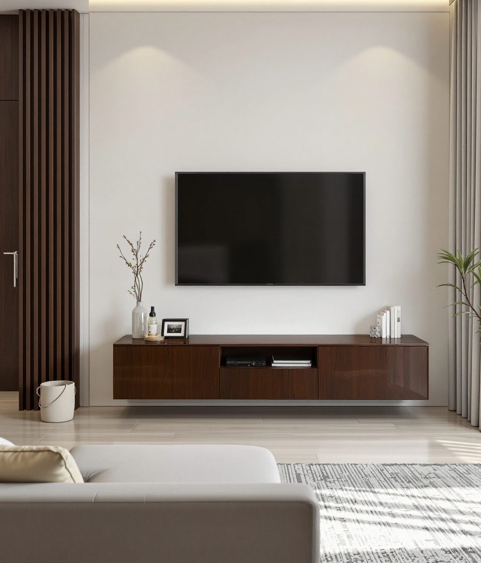 Compact TV Unit For Small Living — Walnut Classic