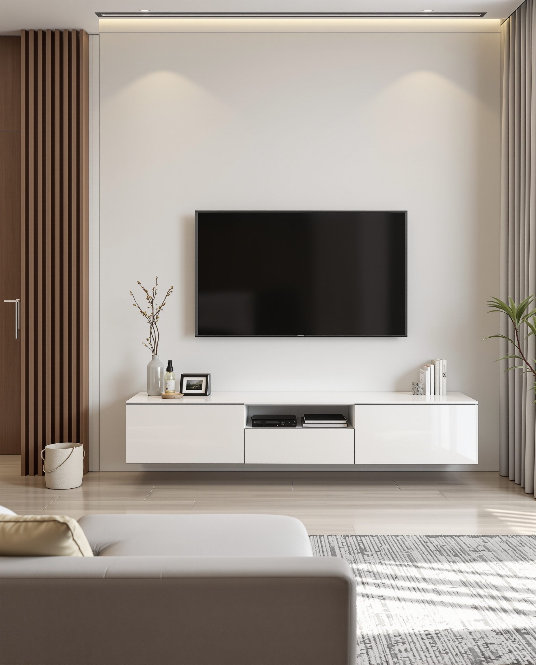 Compact TV Unit For Small Living — White Modern