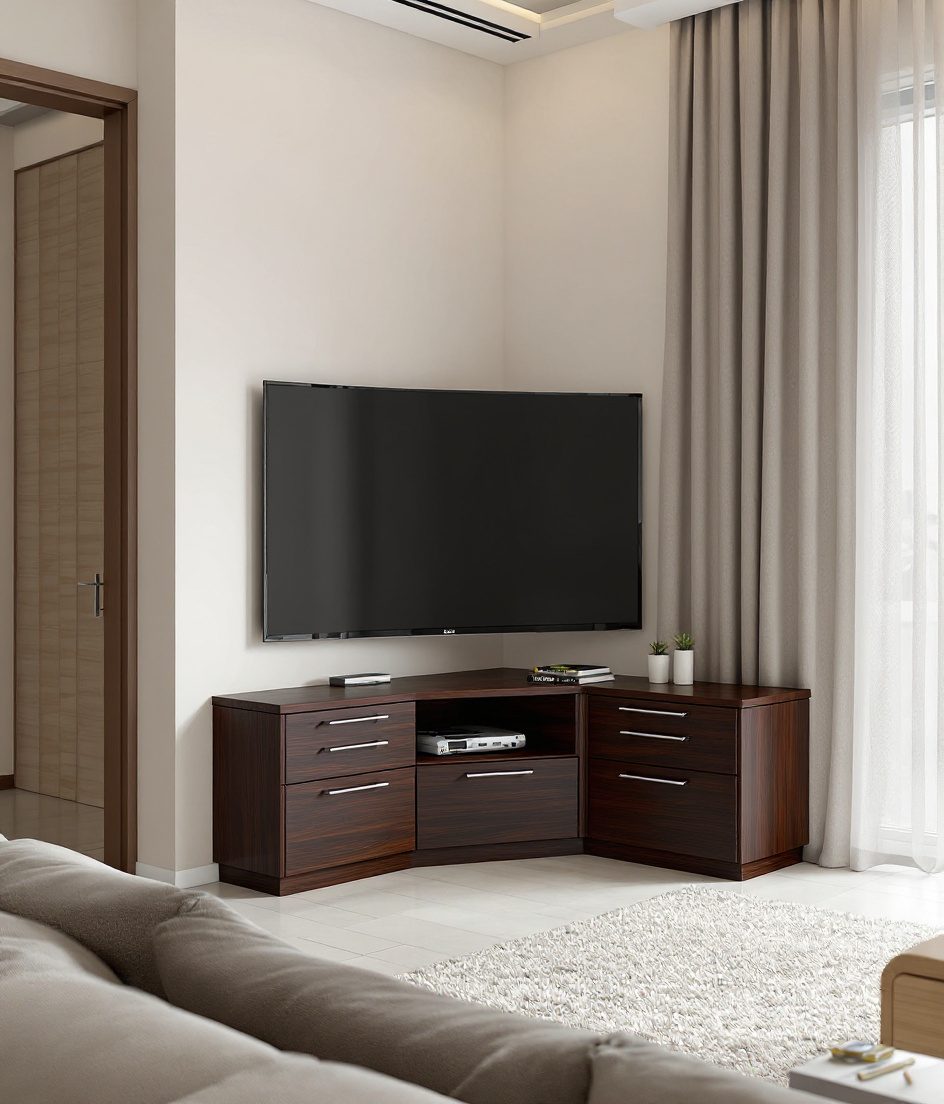 Corner TV Unit — Walnut Classic