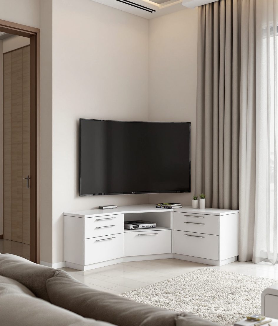 Corner TV Unit — White Modern