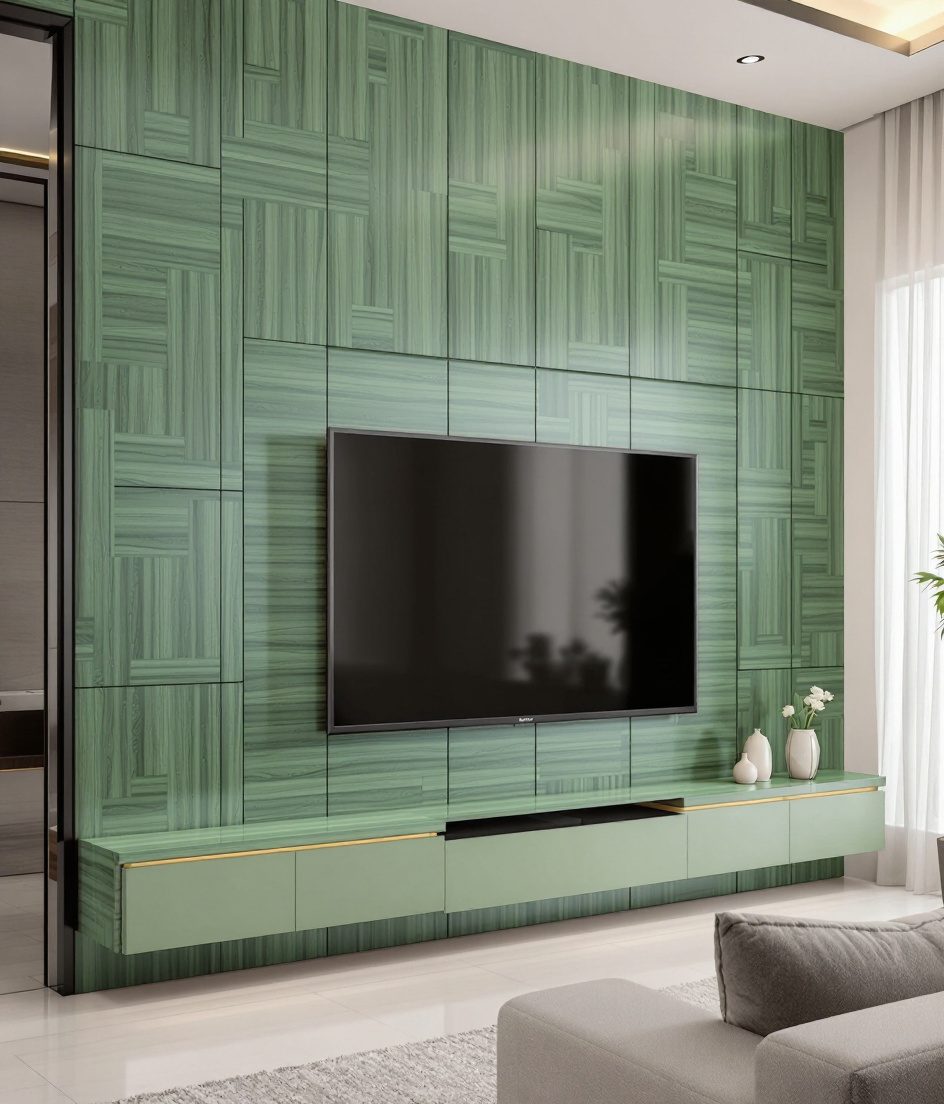 Full-Wall TV Panelling — Sage & Brass