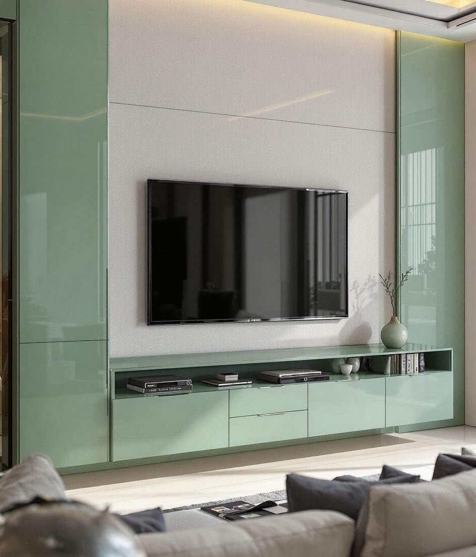 High-Gloss TV Unit — Sage & Brass