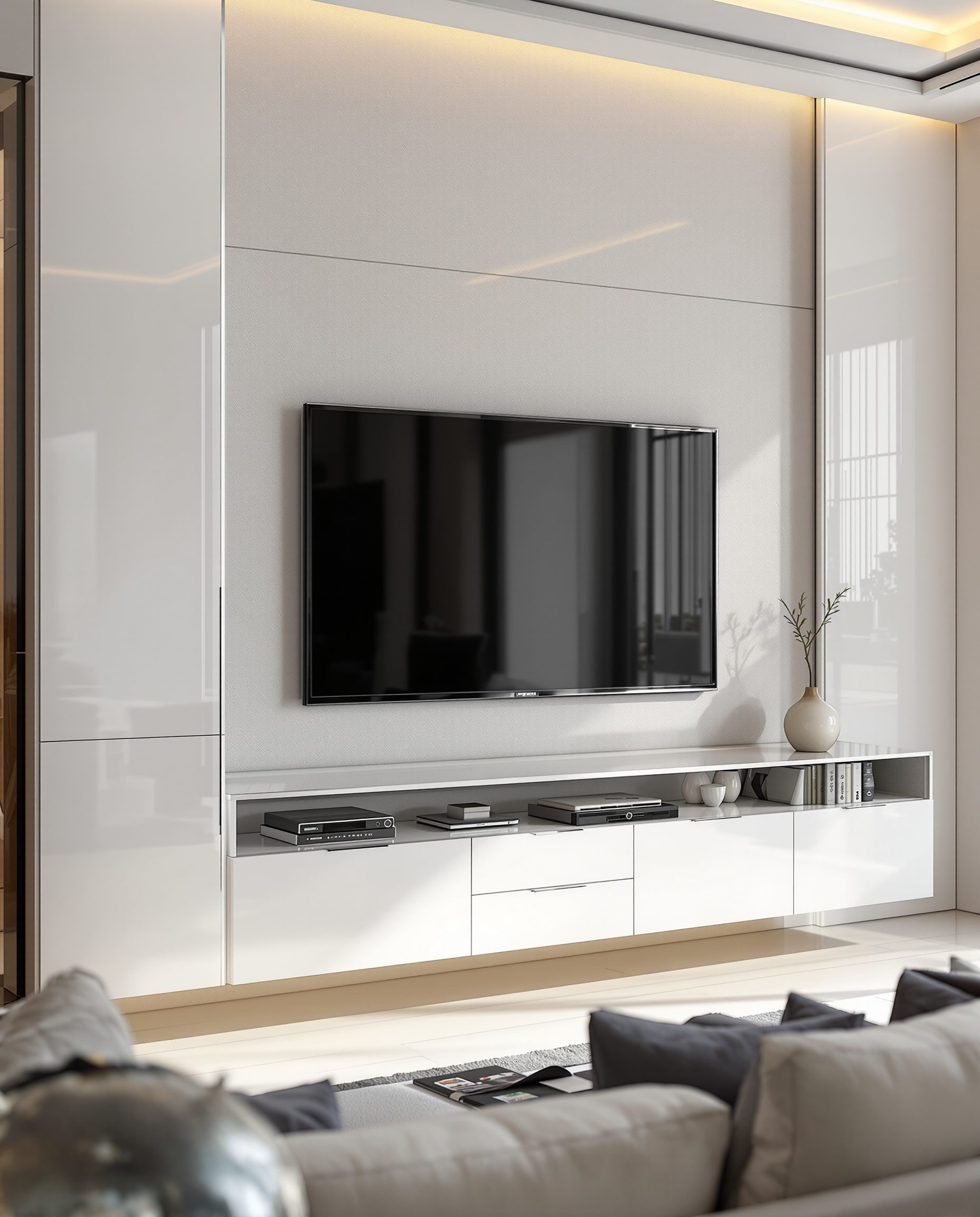 High-Gloss TV Unit — White Modern