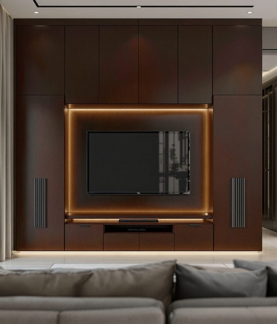 LED-Backlit TV Unit — Walnut Classic