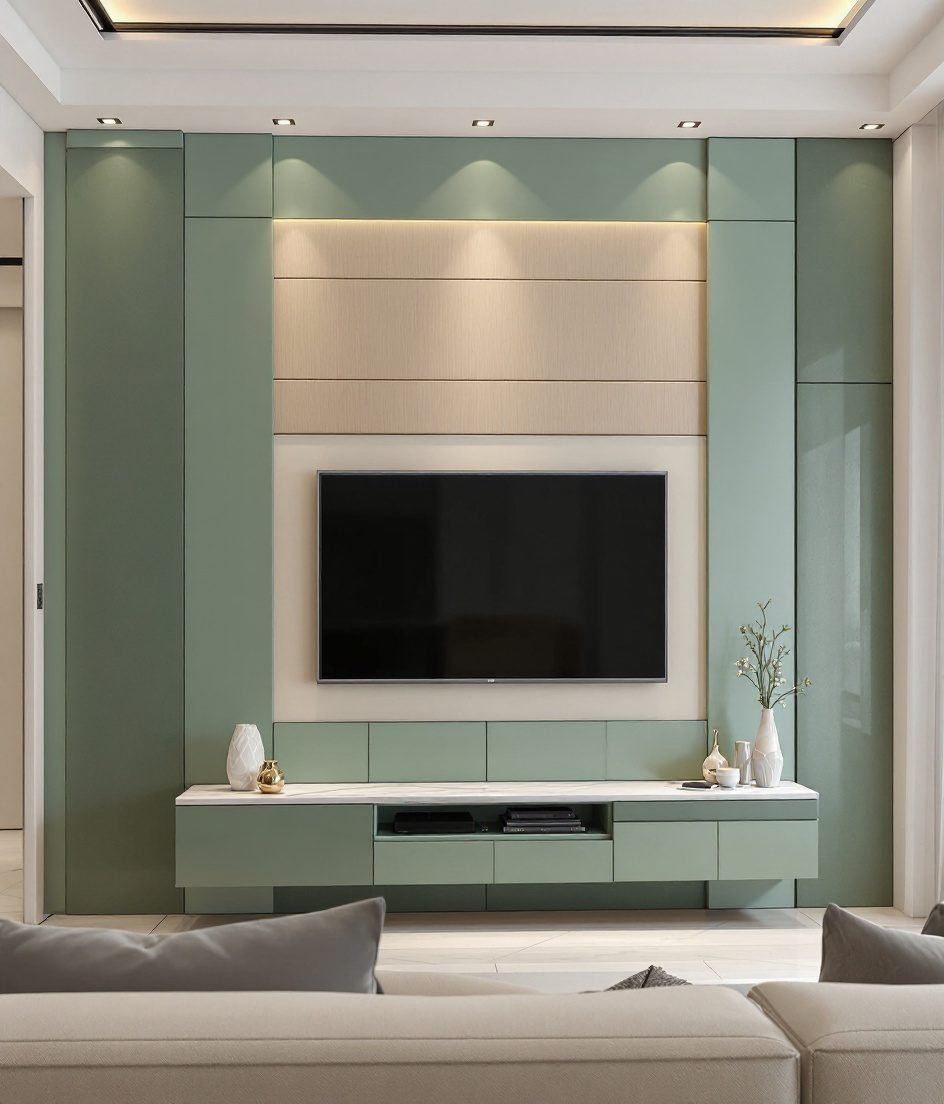 Luxury Feature Wall TV Unit — Sage & Brass