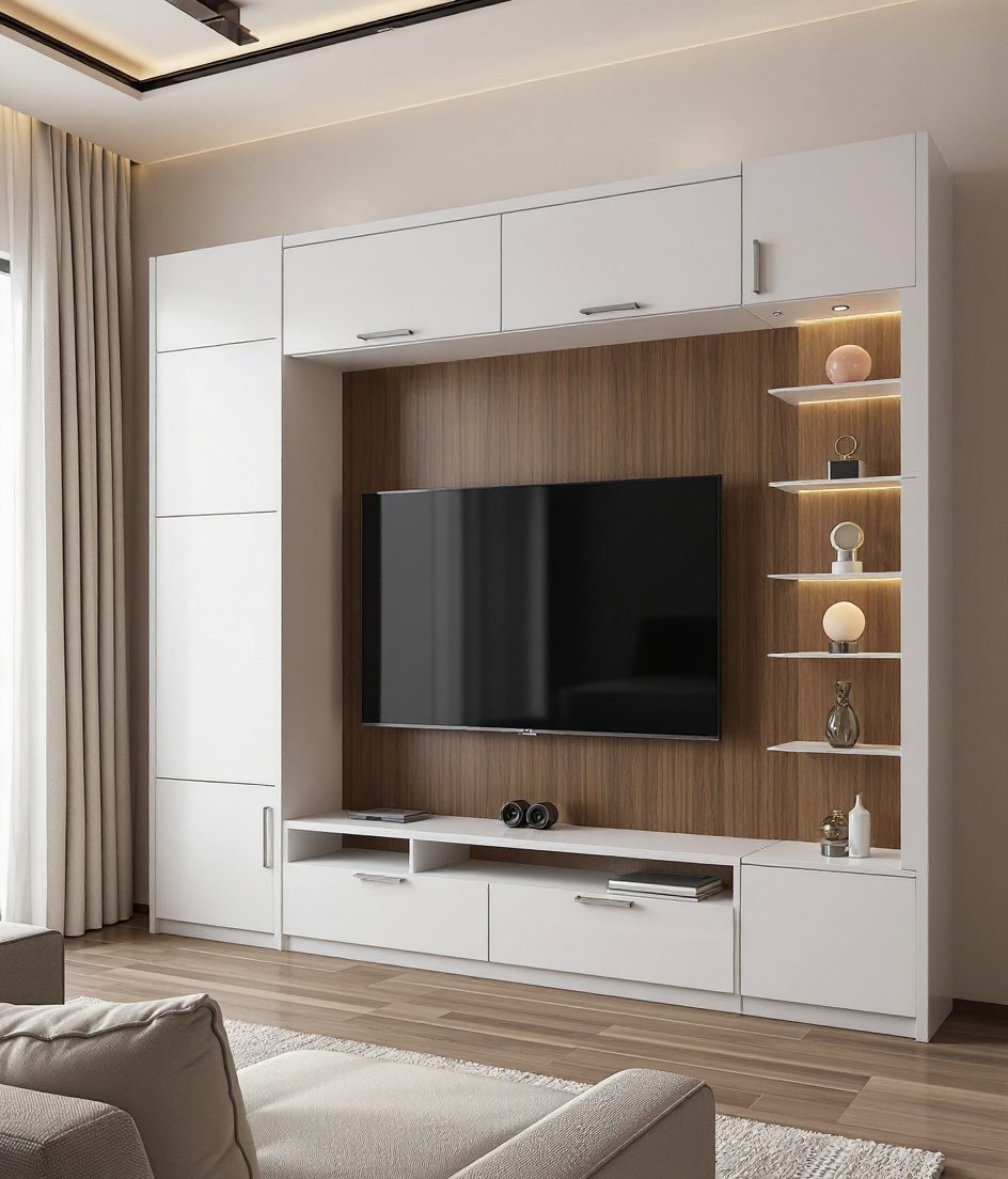 TV Unit As Room Divider — White Modern