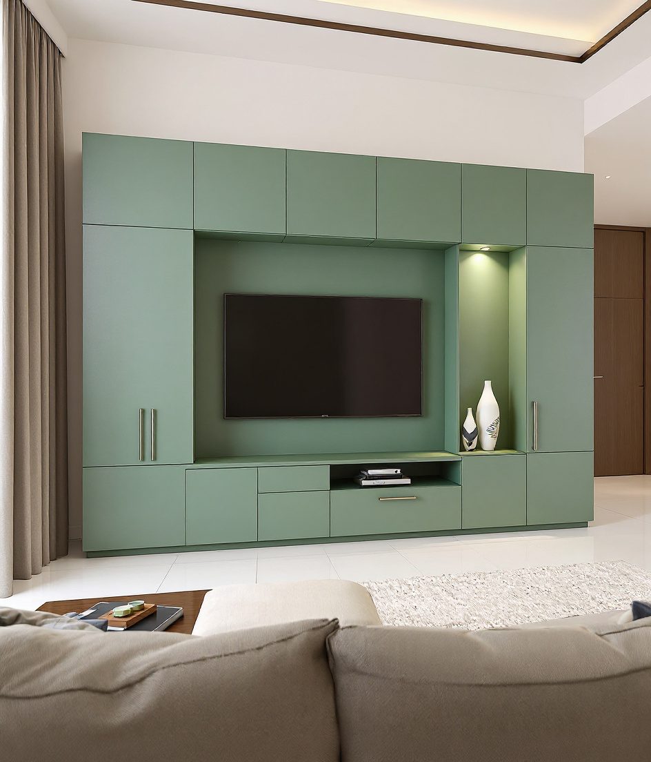 TV Unit With Display Niche — Sage & Brass