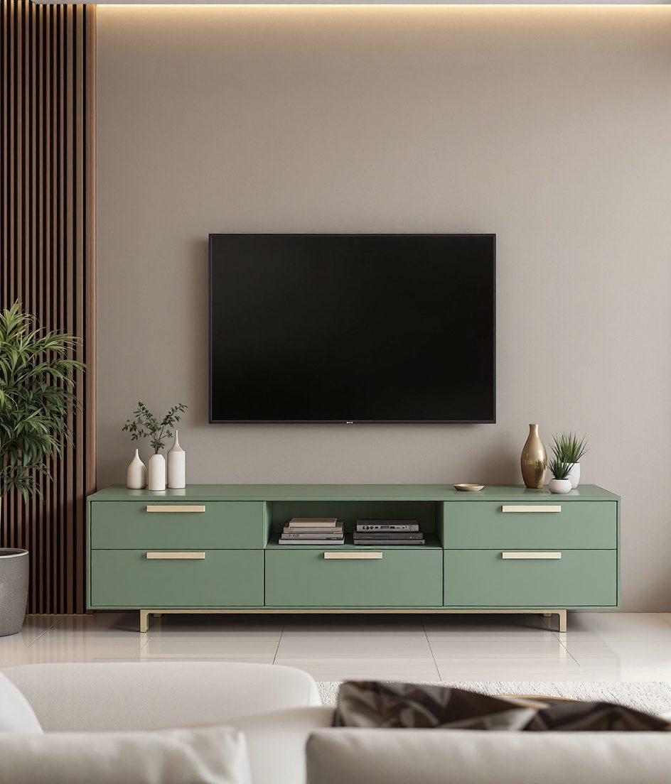 TV Unit With Drawer Console — Sage & Brass