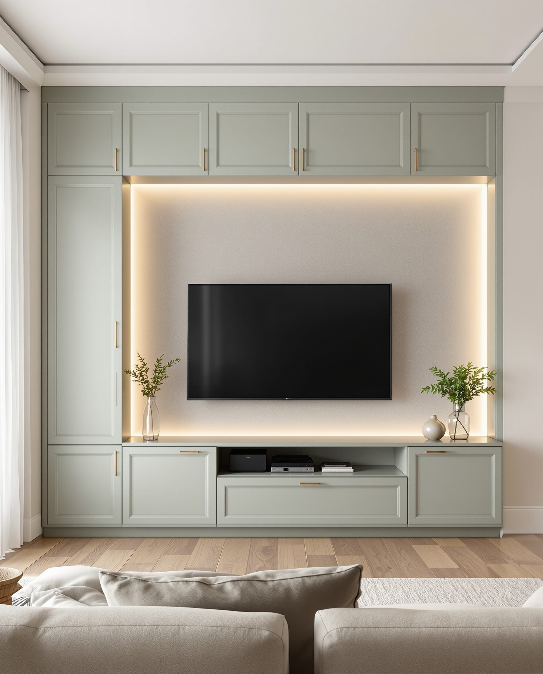 TV Unit With Pelmet Lighting — Sage & Brass