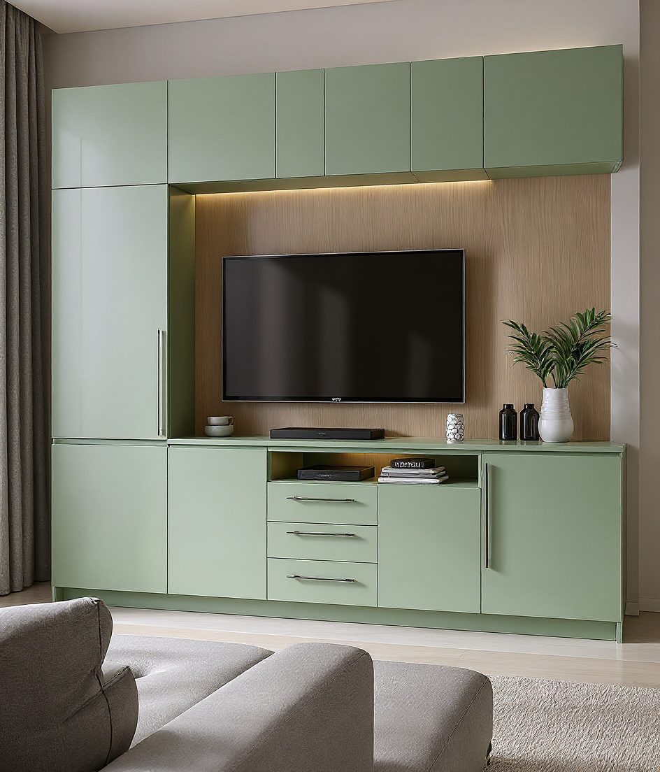 TV Unit With Storage Cabinets — Sage & Brass