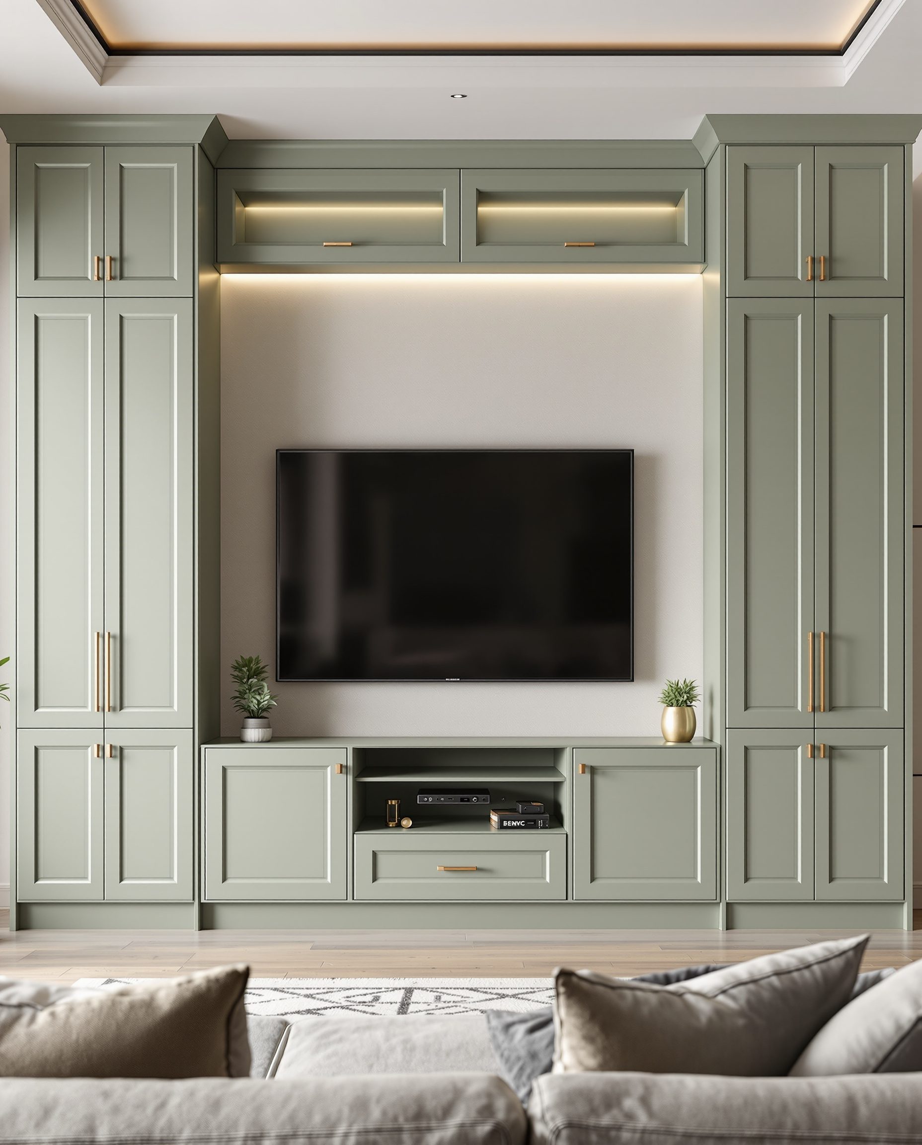 TV Unit With Tall Storage — Sage & Brass
