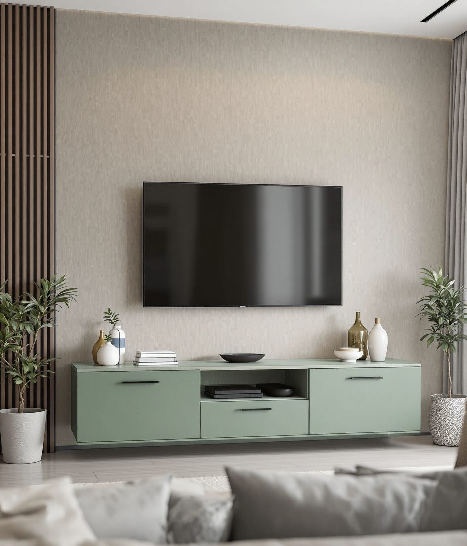 Two-Tone TV Unit — Sage & Brass