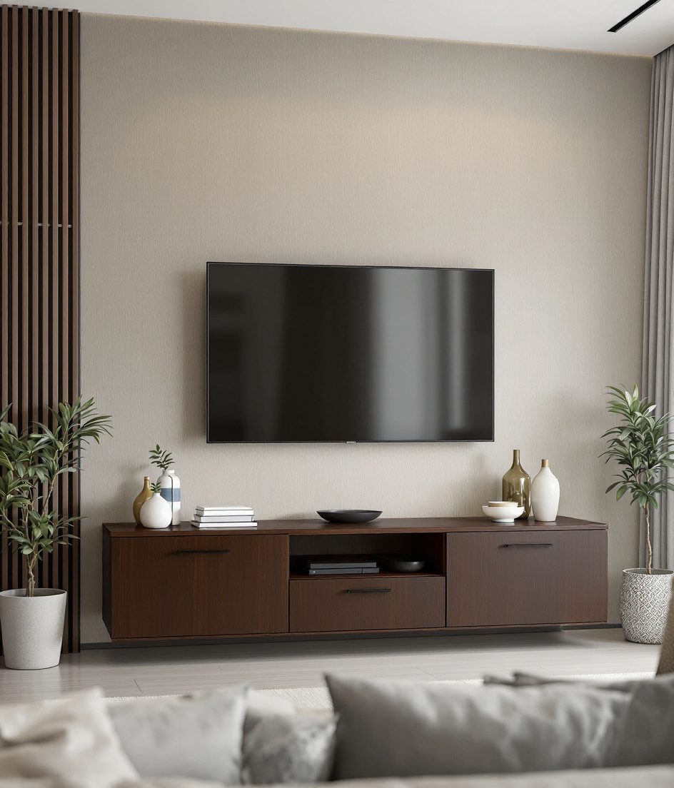 Two-Tone TV Unit — Walnut Classic