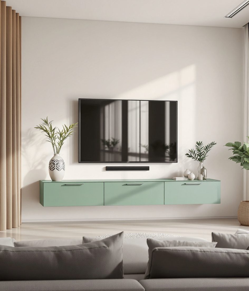 Wall-Mounted Floating TV Unit — Sage & Brass