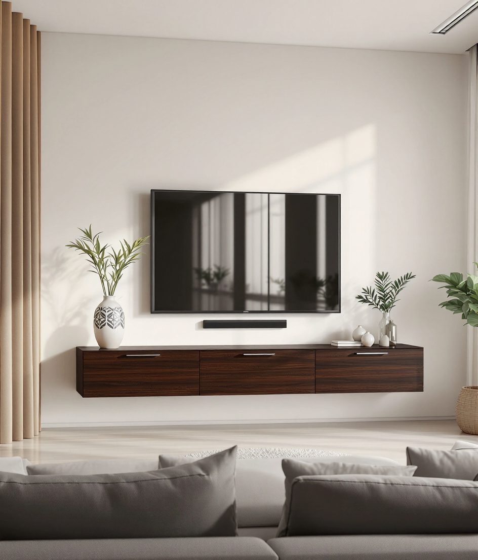 Wall-Mounted Floating TV Unit — Walnut Classic