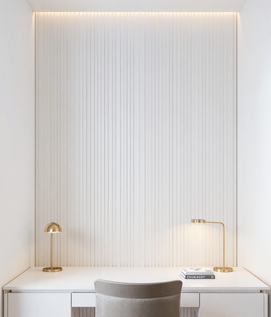 Acoustic Felt Study Wall — White Modern