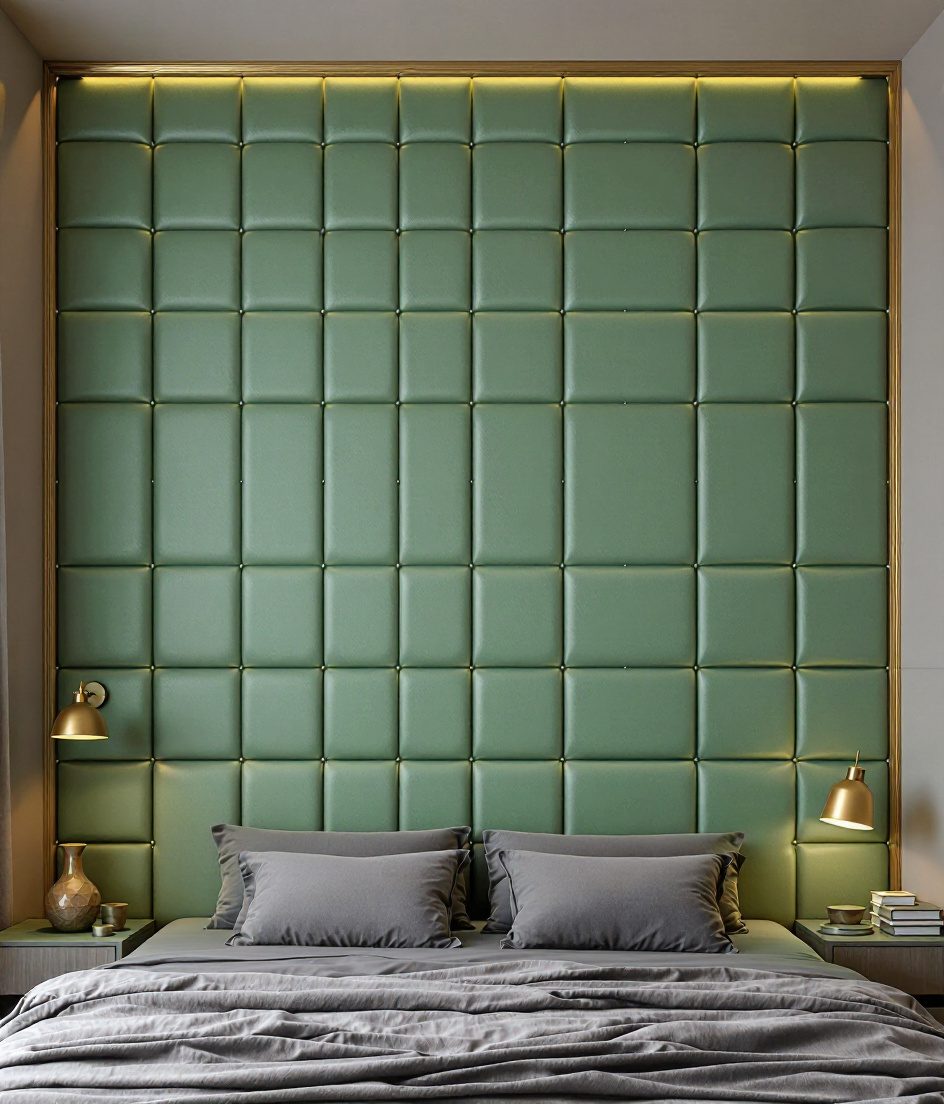 Charcoal Leather Panel Wall — Sage & Brass