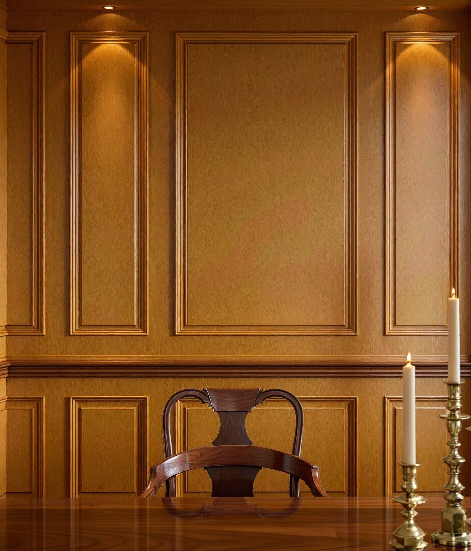Classic Wainscot Dining Wall — Warm Oak
