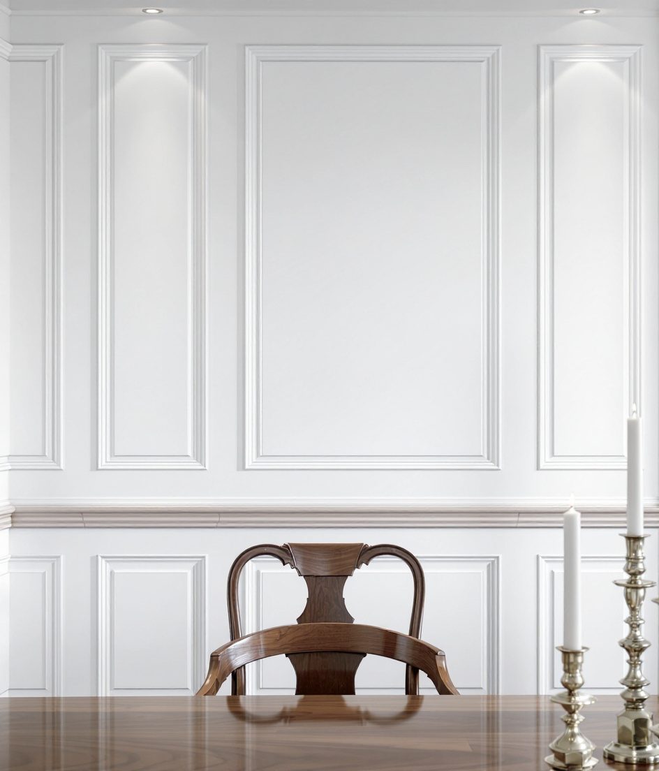 Classic Wainscot Dining Wall — White Modern