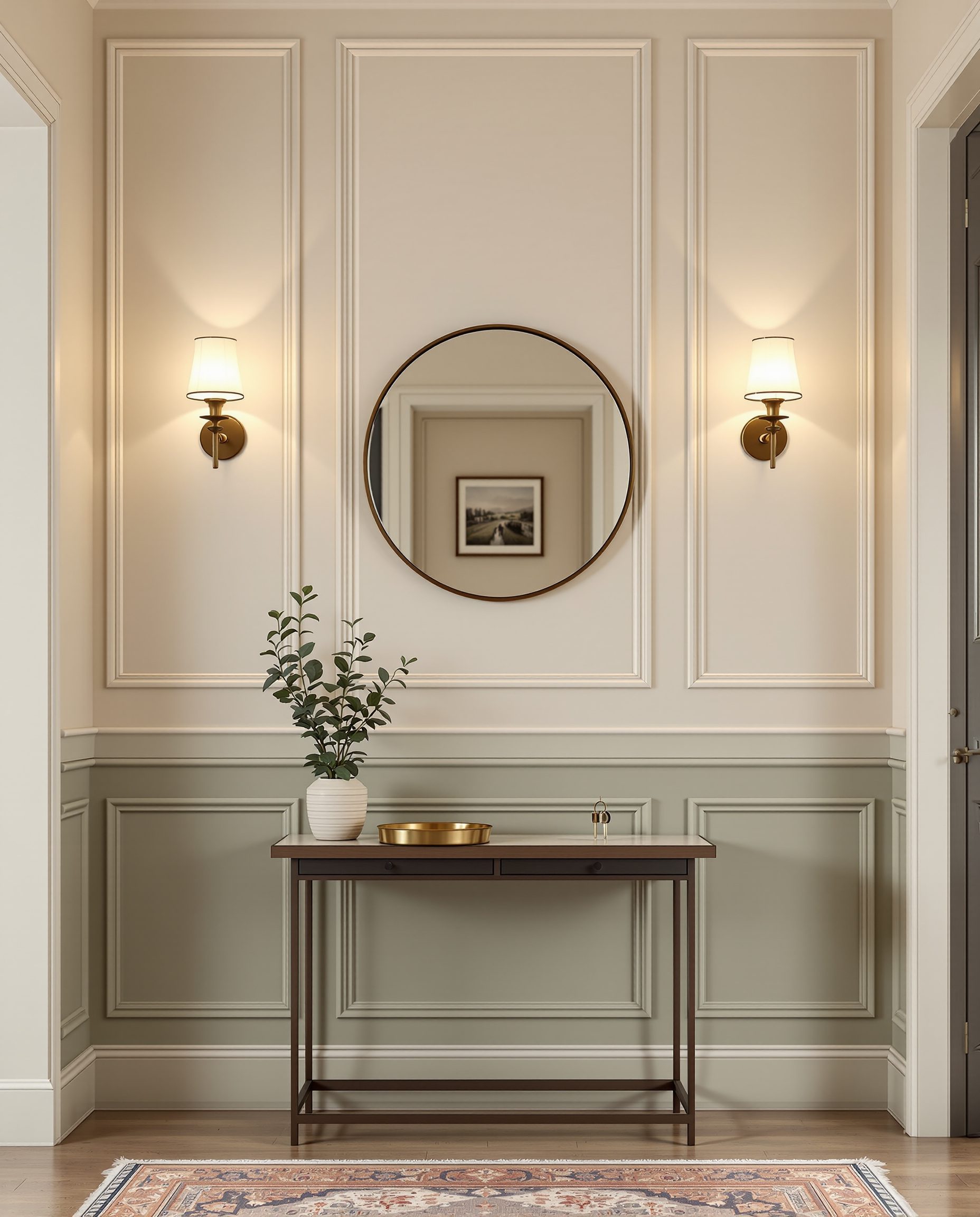 Half-Wainscot Foyer Wall — Sage & Brass
