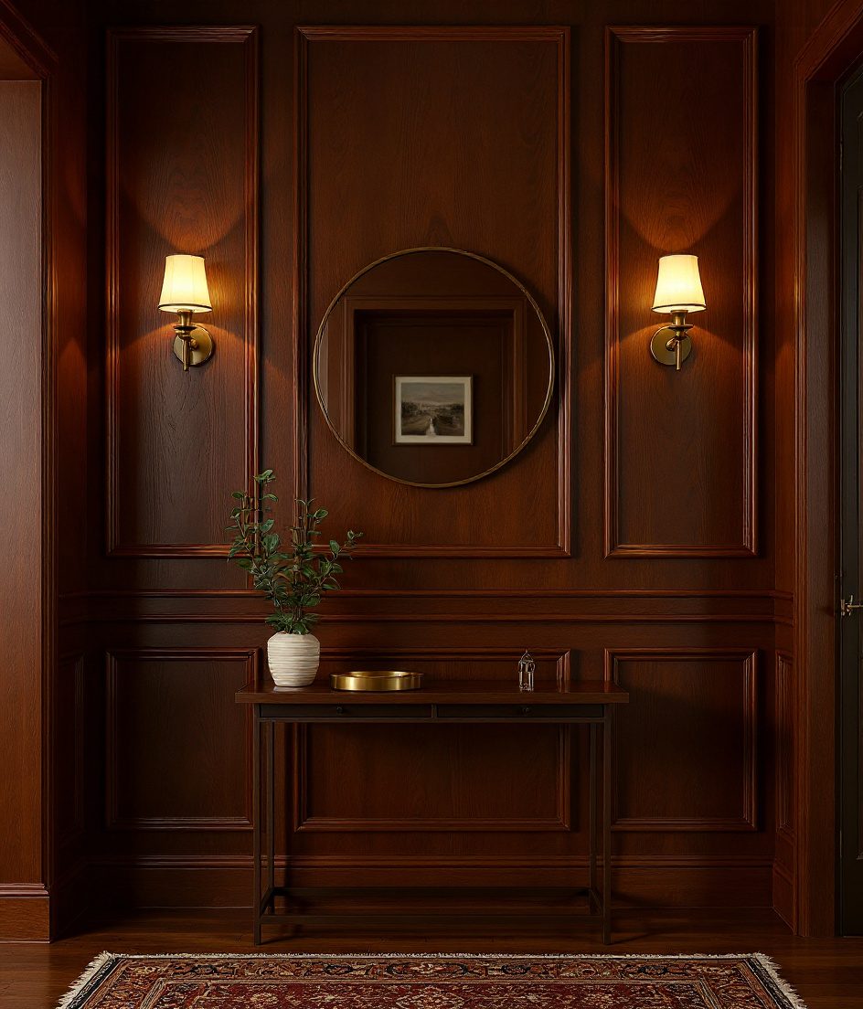 Half-Wainscot Foyer Wall — Walnut Classic